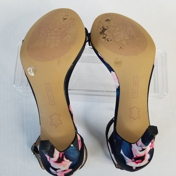 Vincent Camuto Feminine All Over Floral Print Jesta Heel Peep Toe Sandals Sz 7 - Picture 7 of 15